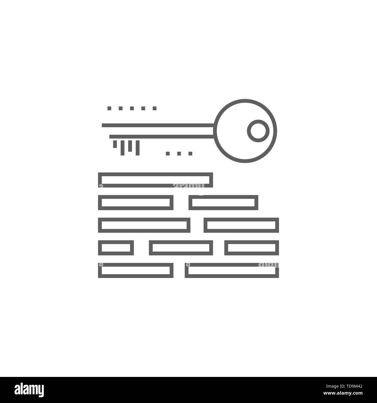 Keywording Related Vector Thin Line Icon. Isolated on White Background. Editable Stroke. Vector Illustration. Stock Vector