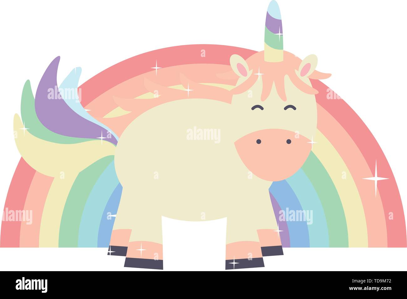 cute adorable unicorn and rainbow vector illustration design Stock ...