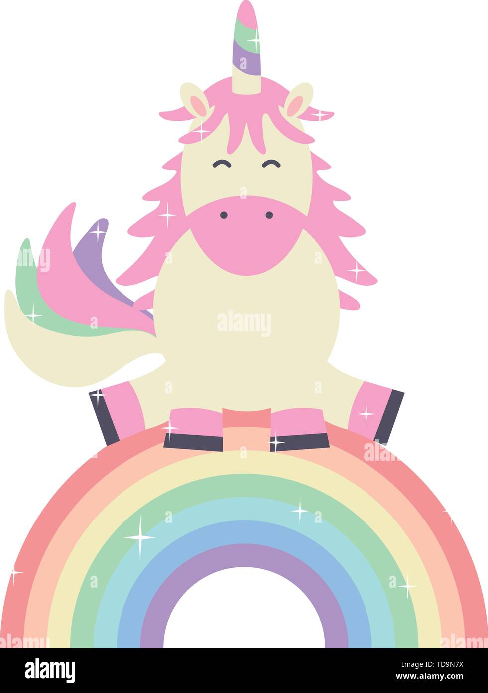 cute adorable unicorn and rainbow vector illustration design Stock ...