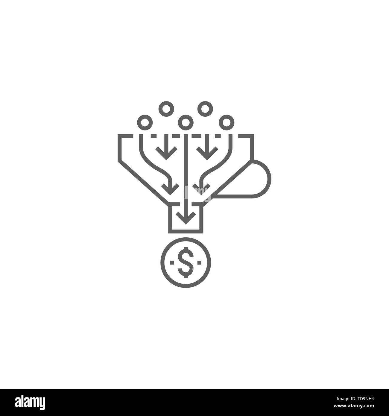 Sales Funnel Related Vector Thin Line Icon. Isolated on White ...