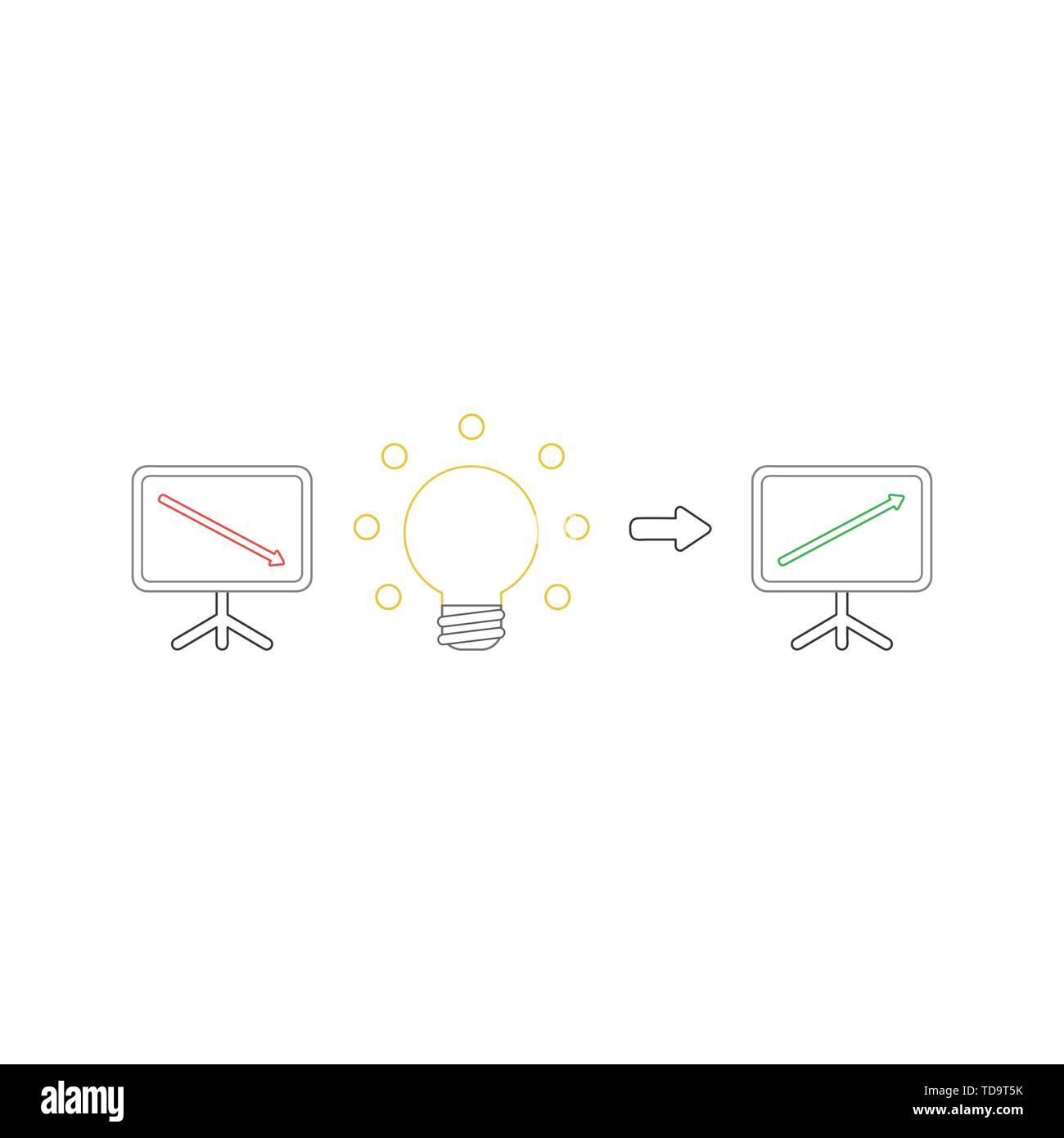 Vector icon concept of sales chart with arrow moving down with good ...