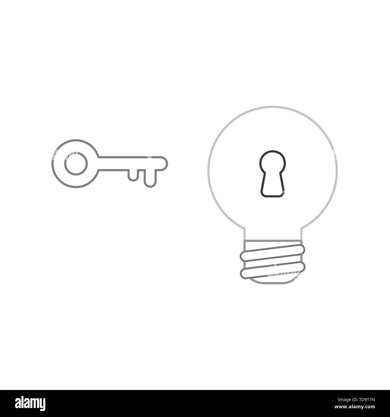 Vector icon concept of light bulb with keyhole and key. White ...