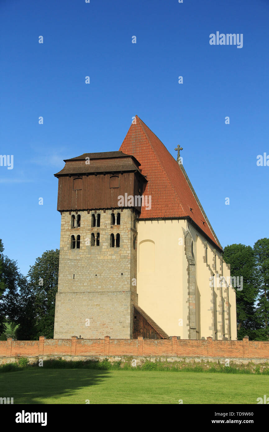 Historic romanic church of Sv. Jilji in Milevsko, Czech republic Stock Photo