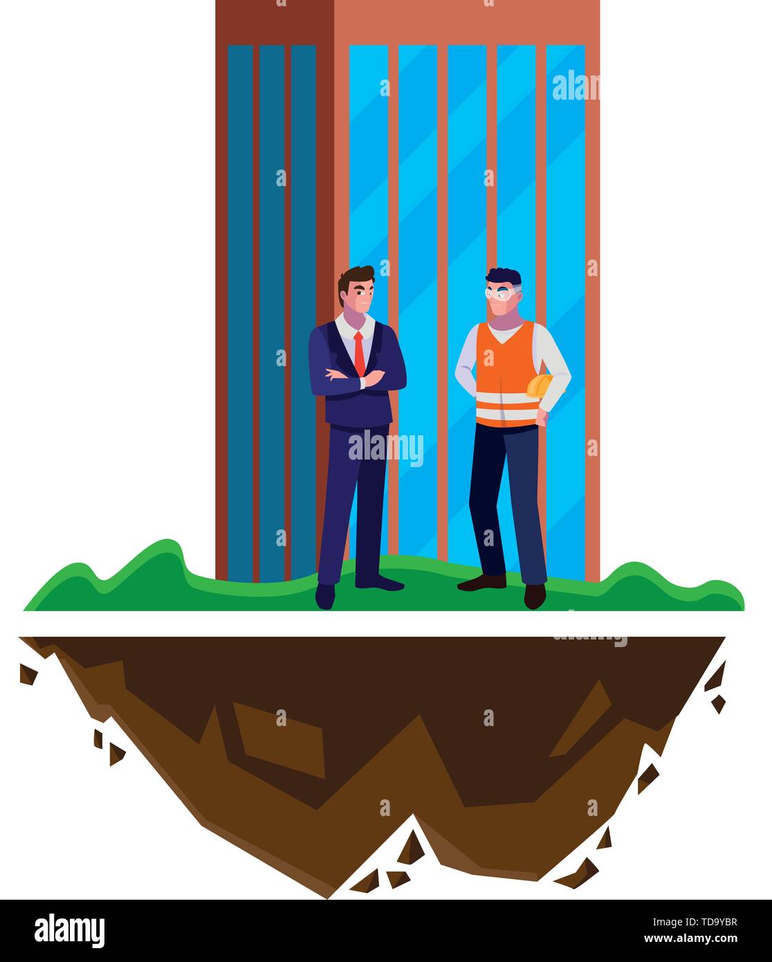 builder constructor with engineer and building vector illustration ...