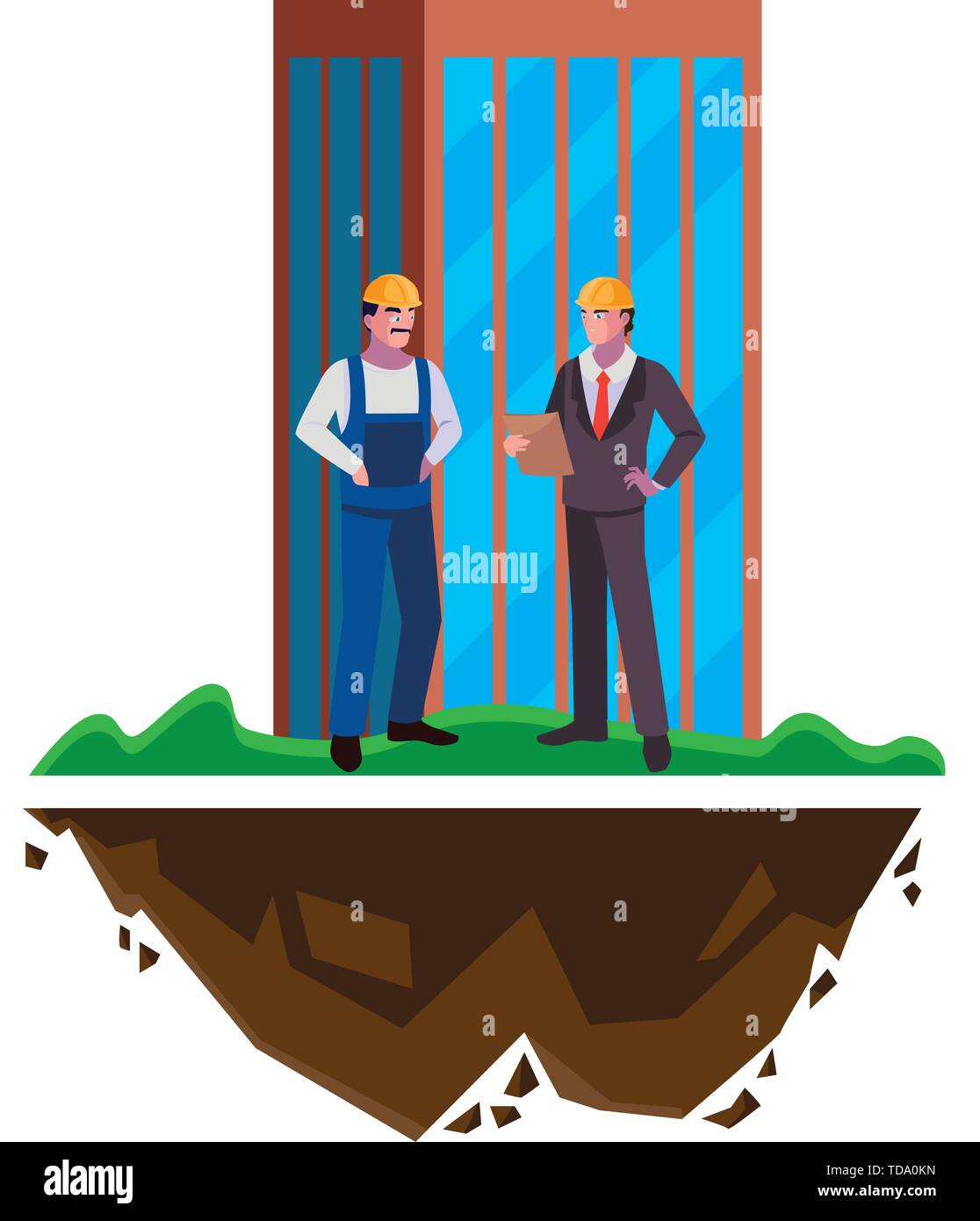 builder constructor with engineer and building vector illustration ...