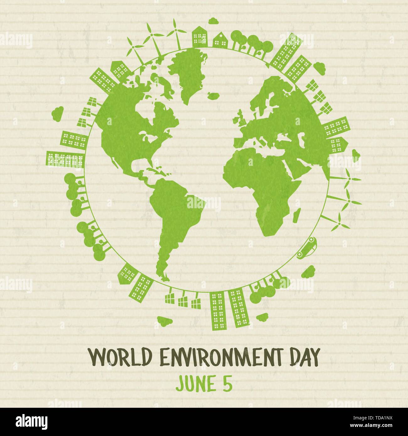 World environment day illustration. Green planet earth concept with ...