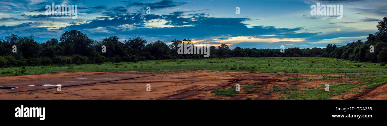 Africa, Zimbabwe, animals, nature pristine, Zambezi river, panorama, night view, starry sky, bonfire, burning clouds, aerial photography, mana photography, forest, sunset, silhouette, adventure, adventure Stock Photo