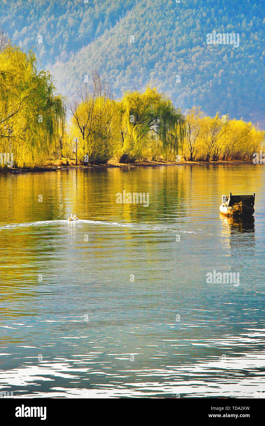 The scenery of Luhu Lake Stock Photo