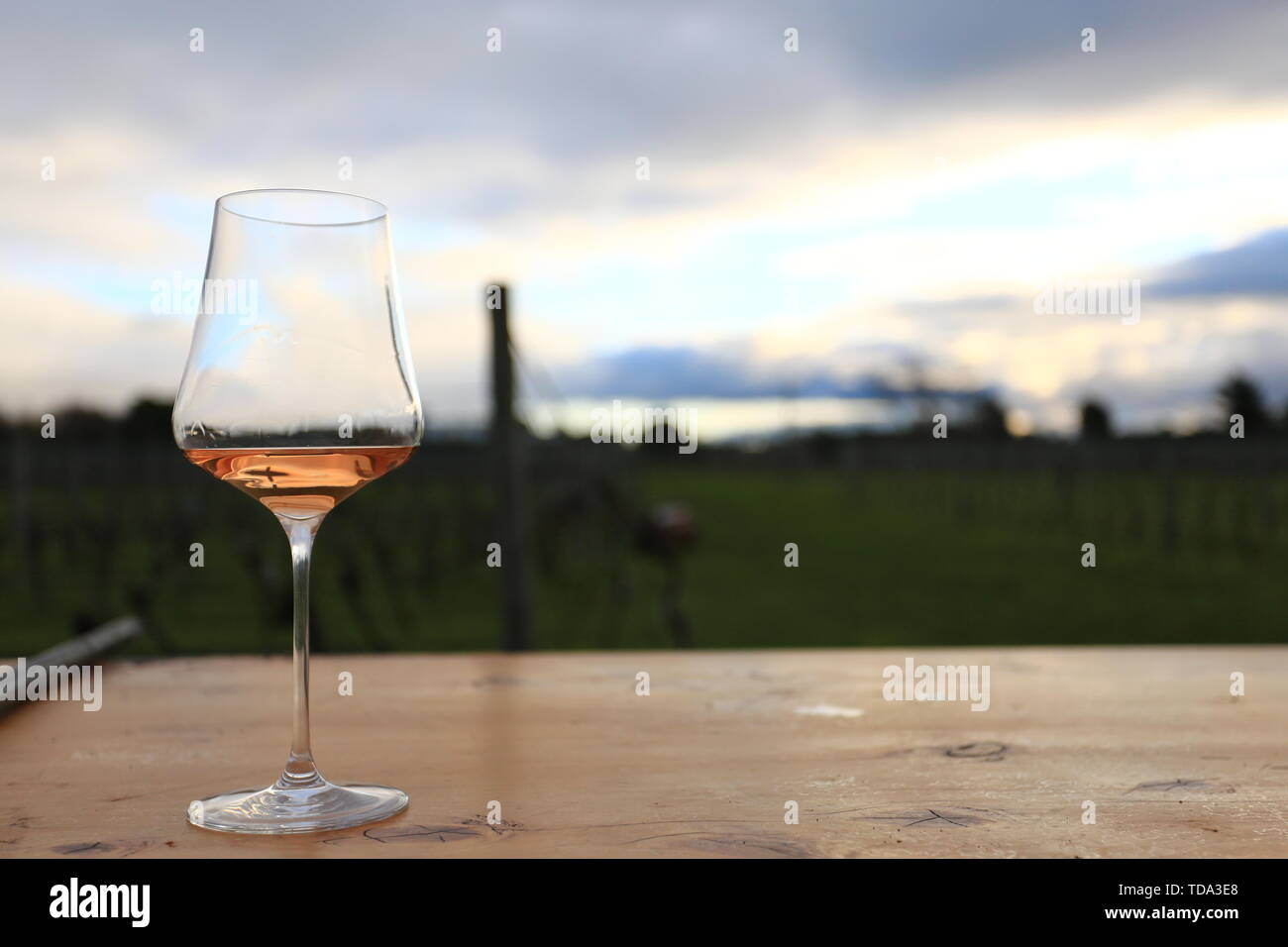 Rose wine in the vineyard Stock Photo Alamy
