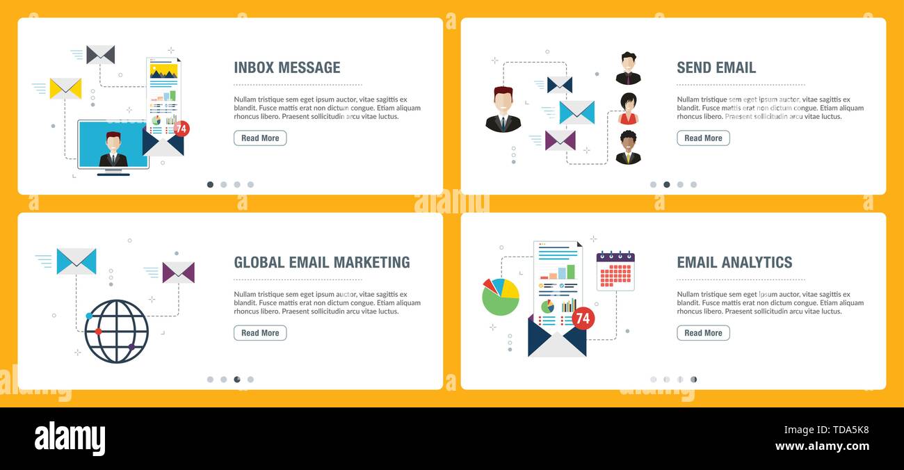 Vector Set Of Vertical Web Banners With Inbox Message Send Email