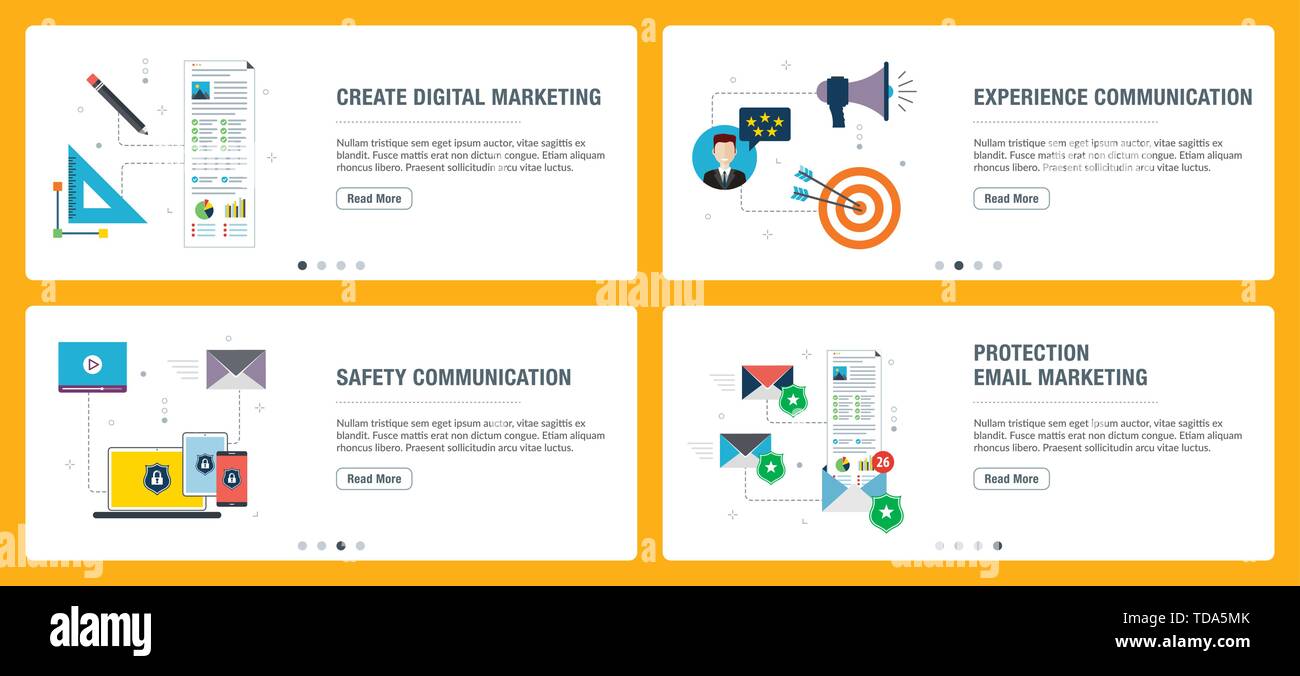 Vector Set Of Vertical Web Banners With Digital Marketing
