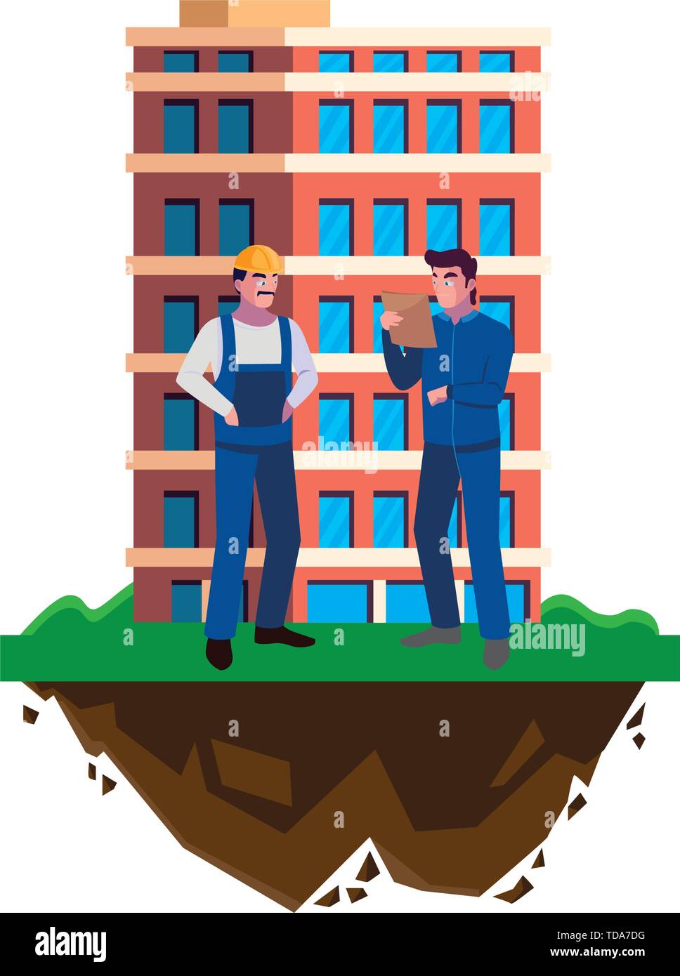 male builders constructors workers with building vector illustration design Stock Vector