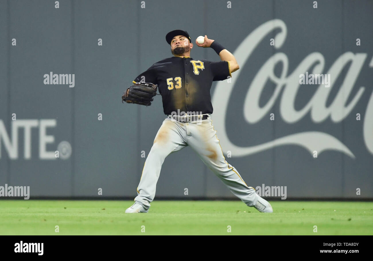 Atlanta, GA, USA. 12th June, 2019. Pittsburgh Pirates outfielder Melky