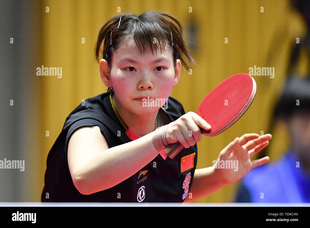 Sapporo, Hokkaido, Japan. Credit: MATSUO. 14th June, 2019. He Zhuojia (CHN) Table  Tennis : 2019 ITTF World Tour, LION Japan Open Sapporo Women's Singles at  Hokkai Kitayell in Sapporo, Hokkaido, Japan. Credit: