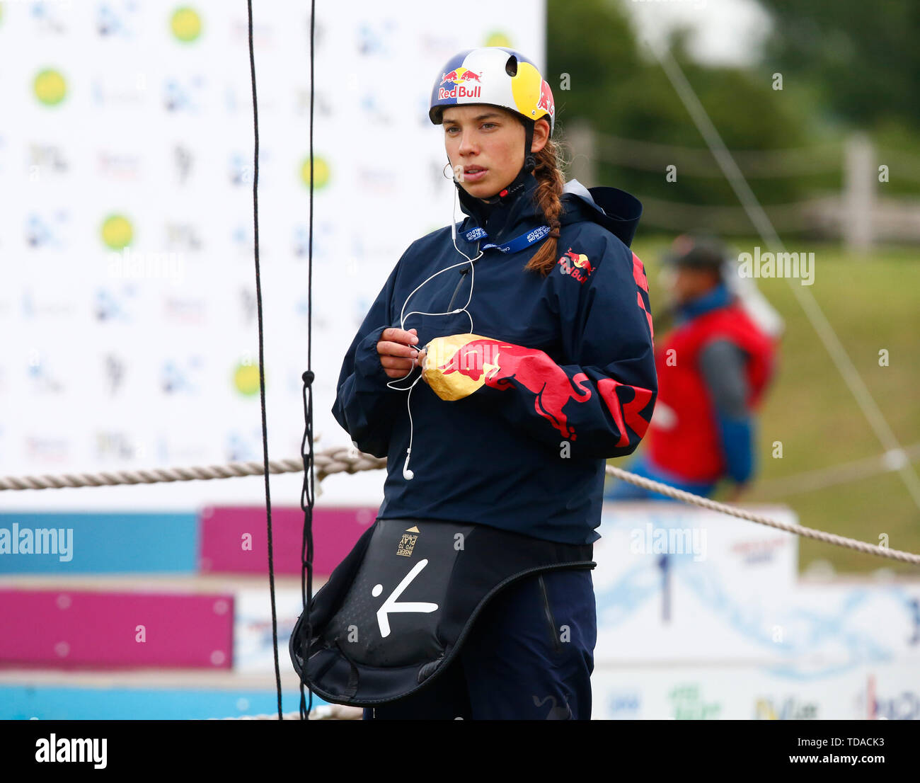 London, UK. 14th June, 2019. LONDON, ENGLAND JUNE 14 Viktoria Wolffhardt (AUT) Compete in Women Kayak 1st Heat during 2019 ICF Canoe Slalom World Cup 1 at the Lee Valley White Water Centre, London on 14 June 2019 Credit: Action Foto Sport/Alamy Live News Stock Photo