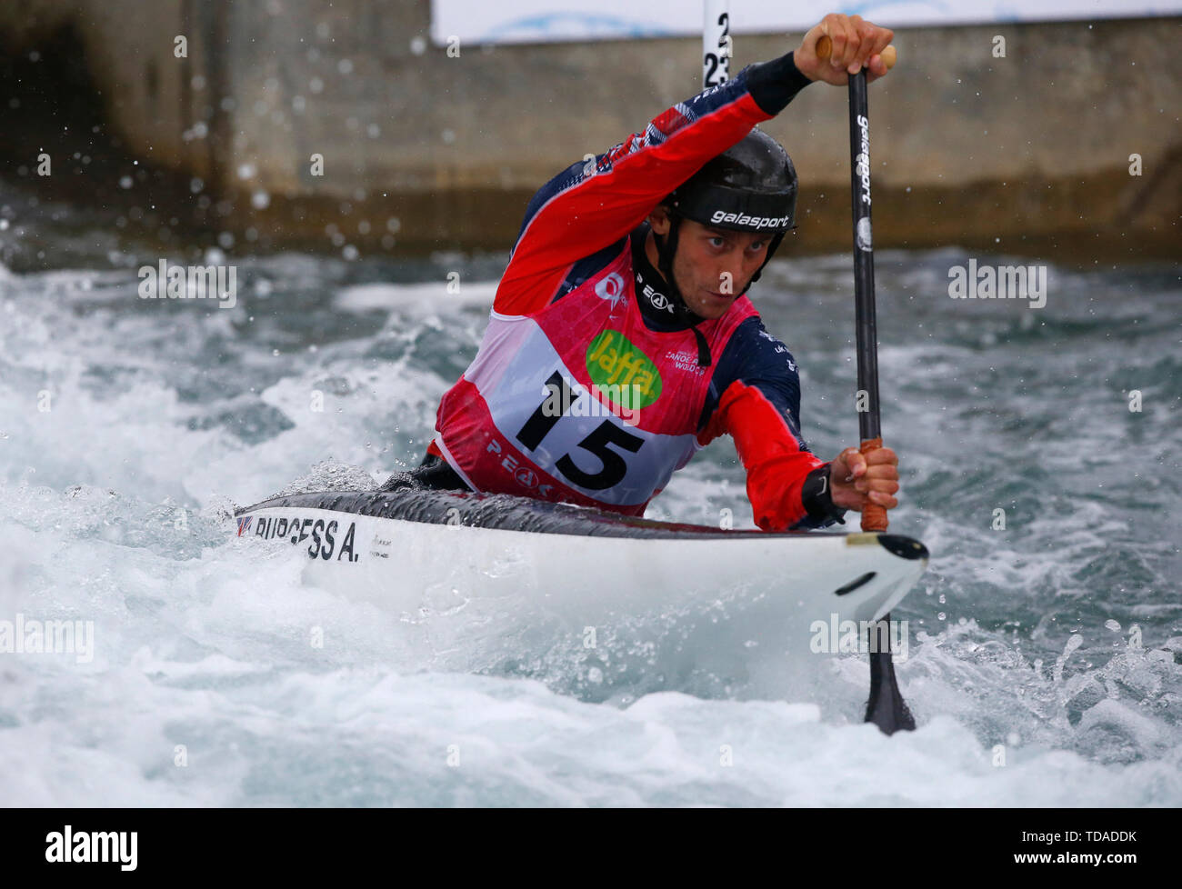 London, UK. 01st Feb, 2018. LONDON, ENGLAND JUNE 14 Adam Burgess (GBR) Men's C1 1st Heat Run during 2019 ICF Canoe Slalom World Cup 1 at the Lee Valley White Water Centre, London on 14 June 2019 Credit: Action Foto Sport/Alamy Live News Stock Photo