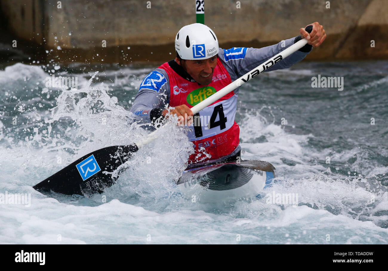 London, UK. 01st Feb, 2018. LONDON, ENGLAND JUNE 14 David Florence (GBR) Men's C1 1st Heat Run during 2019 ICF Canoe Slalom World Cup 1 at the Lee Valley White Water Centre, London on 14 June 2019 Credit: Action Foto Sport/Alamy Live News Stock Photo