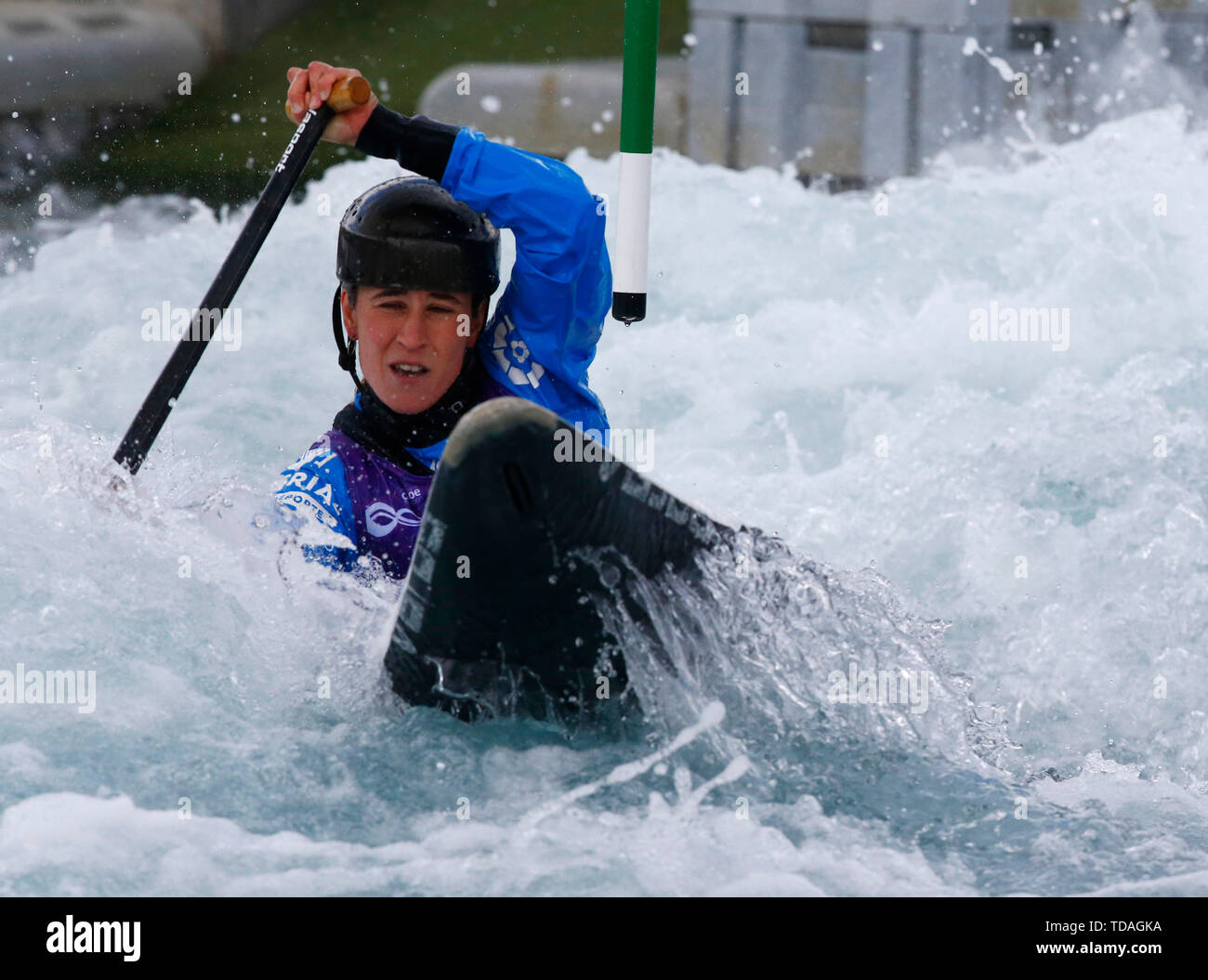 London, UK. 01st Feb, 2018. LONDON, ENGLAND JUNE 14 Nuria Vilarrubla (ESP) Compete in Women's C1 1st Heat Run during 2019 ICF Canoe Slalom World Cup 1 at the Lee Valley White Water Centre, London on 14 June 2019 Credit: Action Foto Sport/Alamy Live News Stock Photo