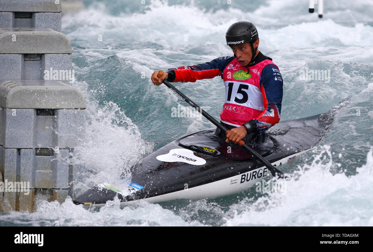 London, UK. 01st Feb, 2018. LONDON, ENGLAND JUNE 14 Adam Burgess (GBR) Men's C1 1st Heat Run during 2019 ICF Canoe Slalom World Cup 1 at the Lee Valley White Water Centre, London on 14 June 2019 Credit: Action Foto Sport/Alamy Live News Stock Photo