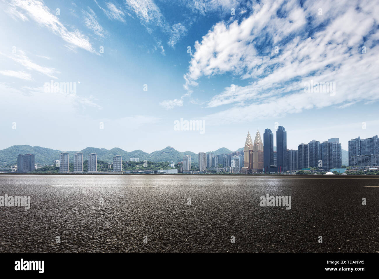 City water with skyline and sky Stock Photo - Alamy
