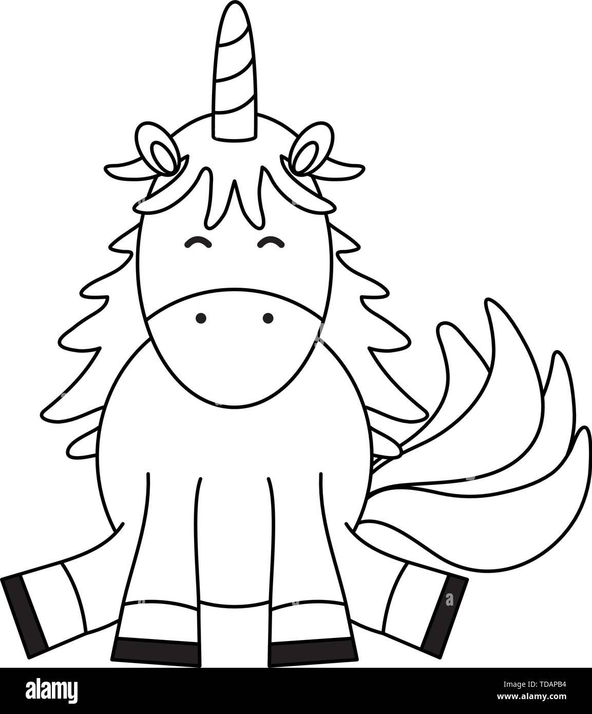 cute adorable unicorn fairy character vector illustration design Stock