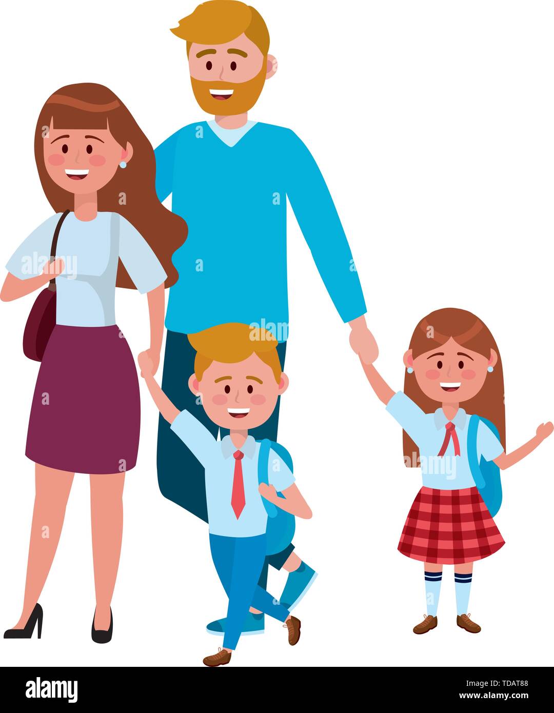 Family With Kids Going To School Design Family Activities Relationship Generation Lifestyle And People Theme Vector Illustration Stock Vector Image Art Alamy