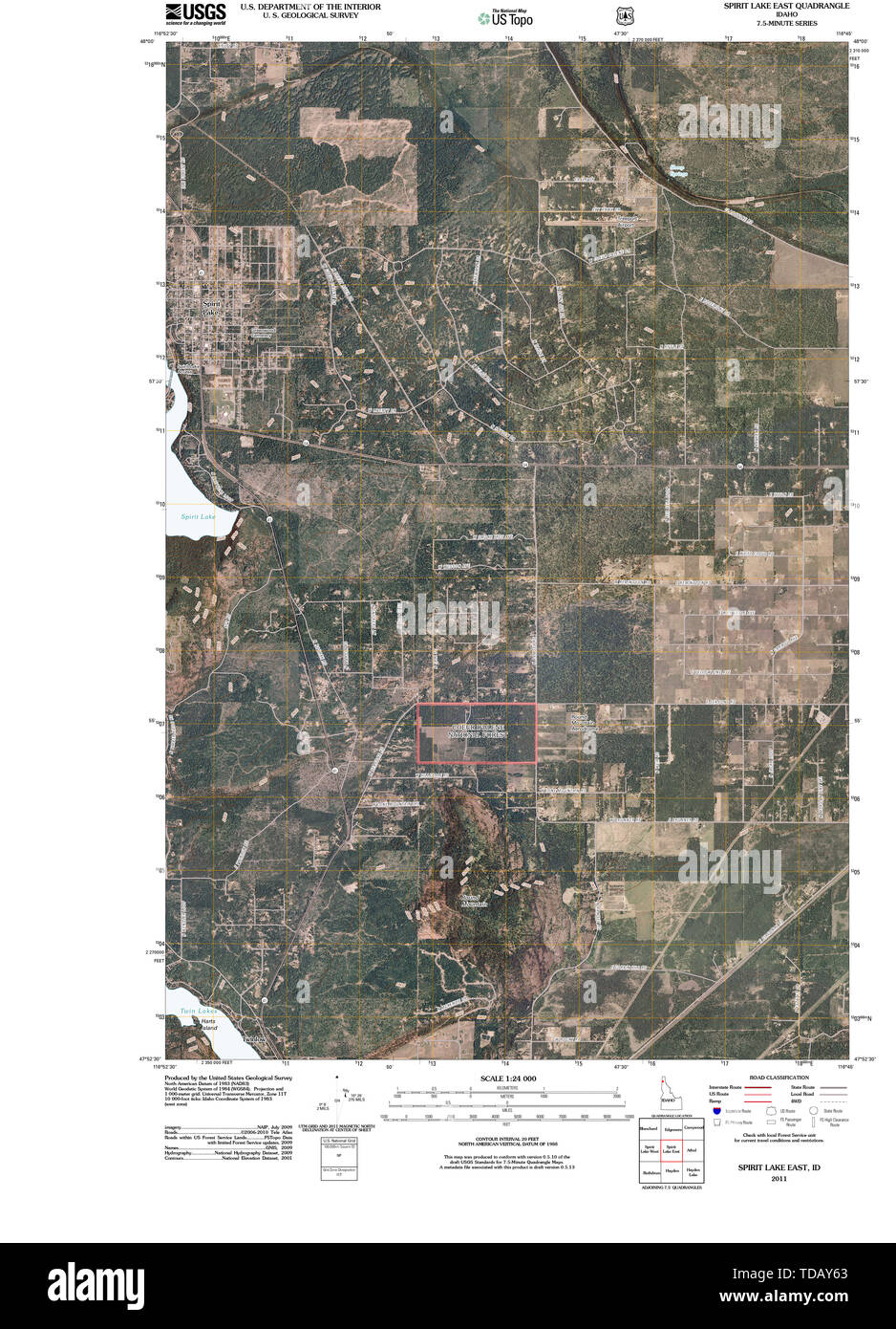 Spirit lake idaho map hires stock photography and images Alamy