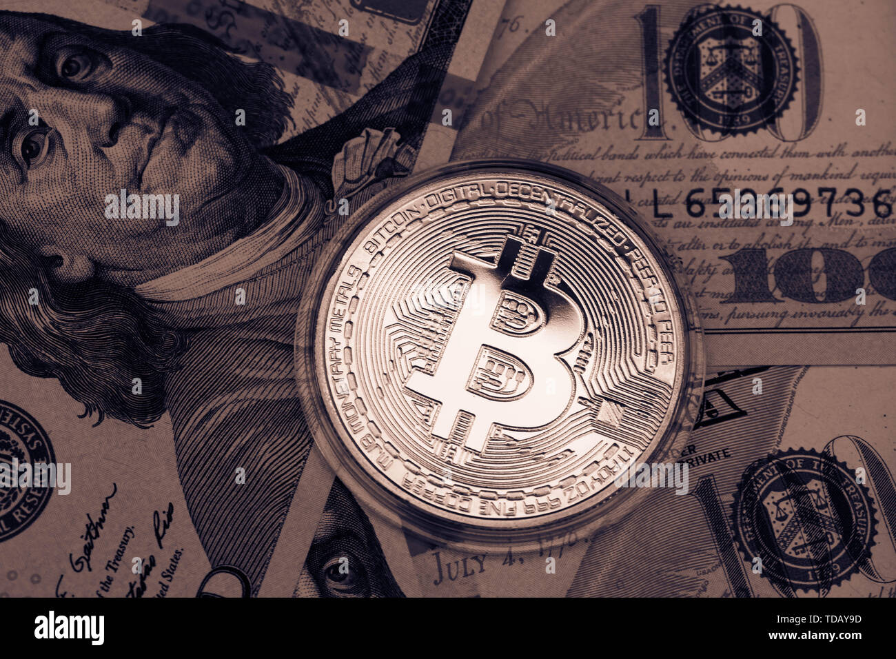 Bitcoin BTC coins on bills of euro banknotes. Worldwide virtual internet  cryptocurrency and digital payment system. Digital coin crypto money on  bitco Stock Photo - Alamy