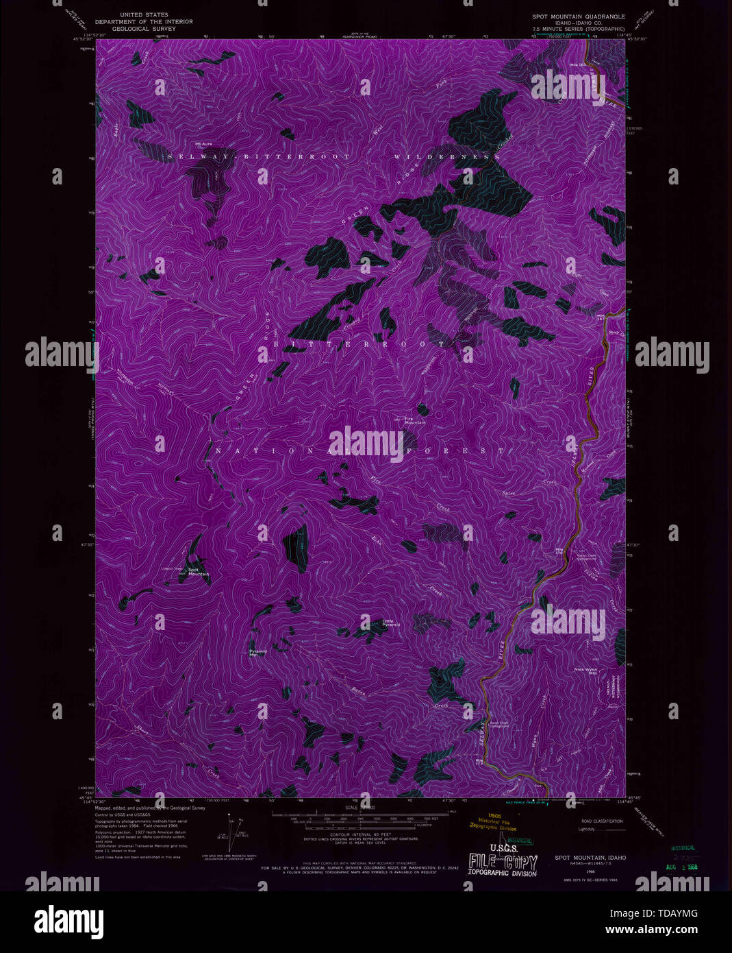 USGS TOPO Map Idaho ID Spot Mountain - Usgs Topo Map Idaho Id Spot Mountain 238257 1966 24000 Inverted Restoration TDAYMG 