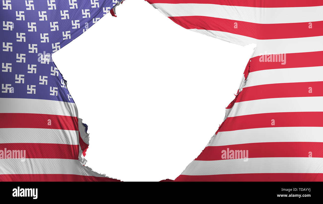 Cracked United States America Nazi flag Stock Photo