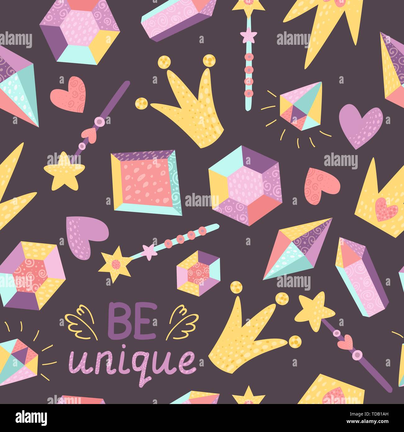 Seamless pattern with crystals. Vector illustration for your design Stock Vector