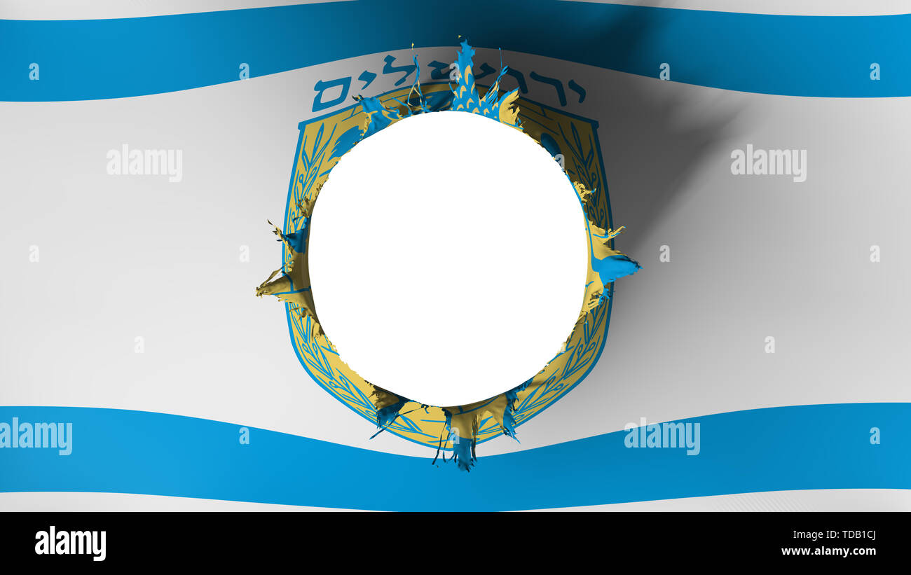 Jerusalem flag ripped apart Stock Photo - Alamy