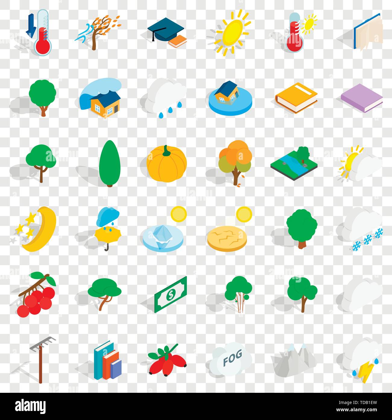 Nature icons set, isometric style Stock Vector