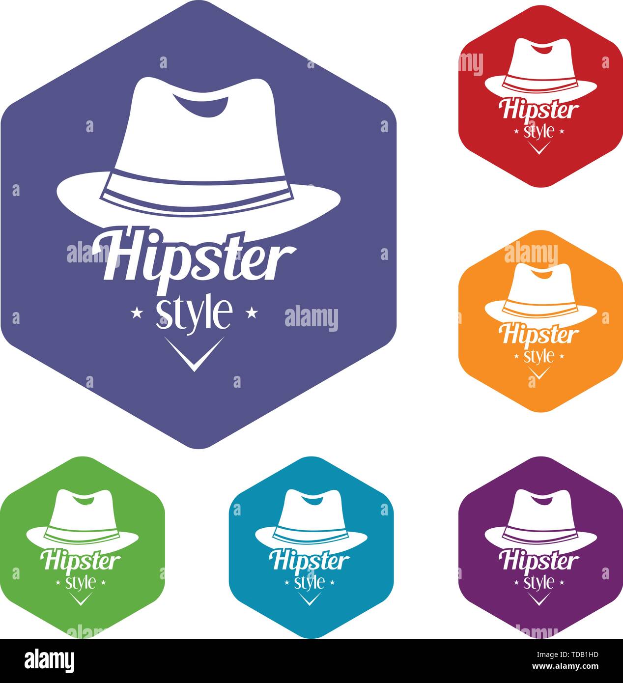 Hipster hat icons vector hexahedron Stock Vector