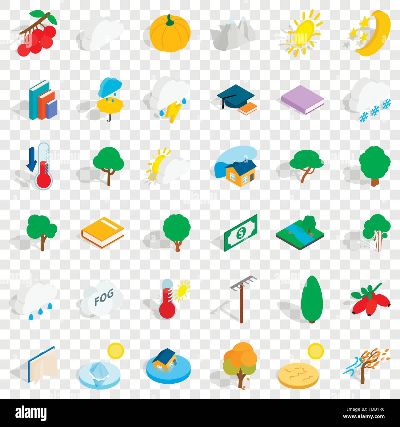 Pumpkin icons set, isometric style Stock Vector