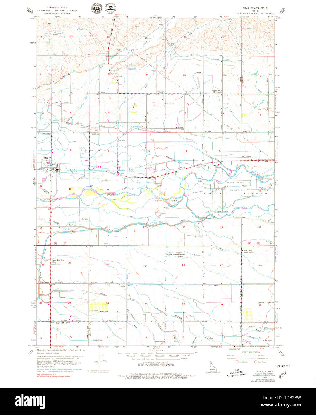 USGS TOPO Map Idaho ID Star 238309 - Usgs Topo Map Idaho Id Star 238309 1953 24000 Restoration TDB2BW 