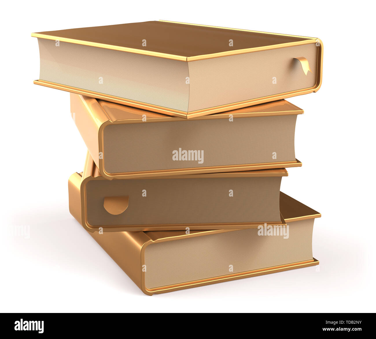 Book stack of books gold covers golden yellow textbooks blank bookmarks