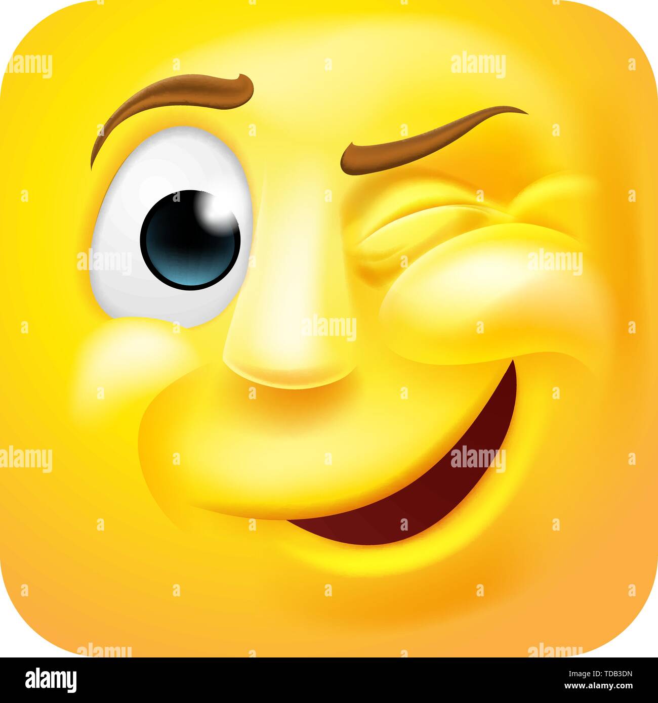 Winking Emoji Emoticon 3D Icon Cartoon Character Stock Vector