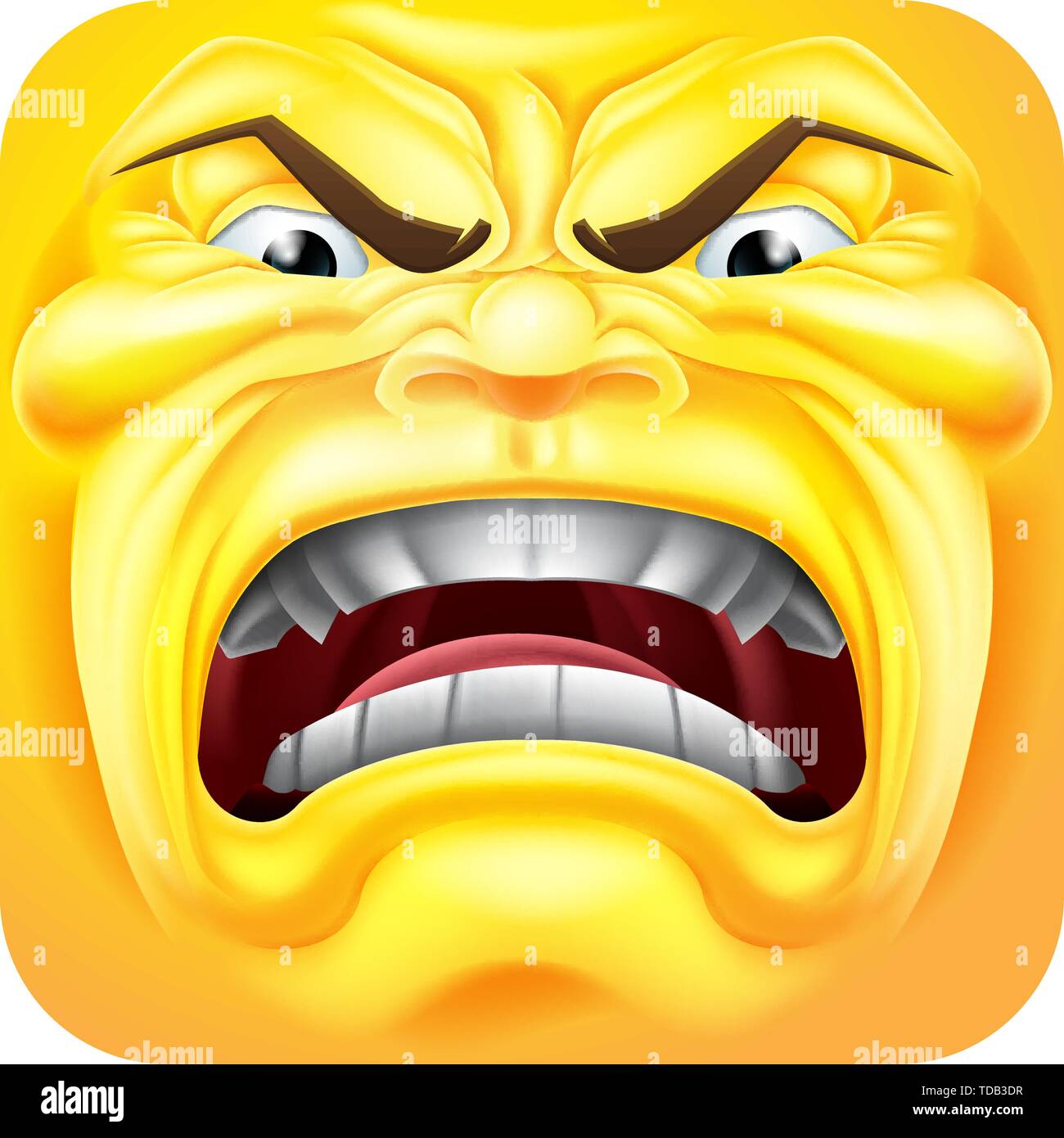 Angry Emoji Emoticon 3D Icon Cartoon Character Stock Vector