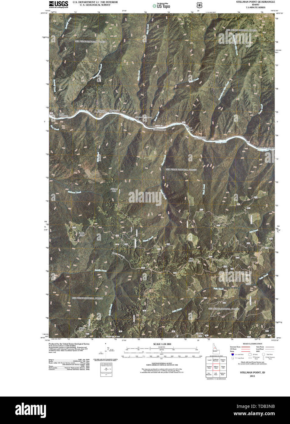 USGS TOPO Map Idaho ID Stillman Point 20110208 TM Restoration Stock