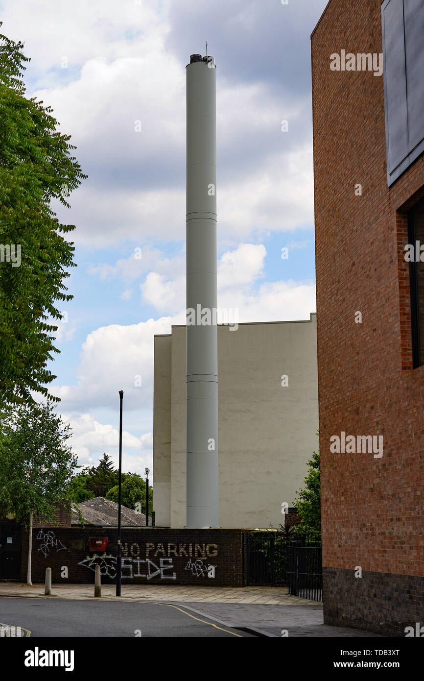 A view of a chimney next to the Newport Street Gallery (home to the private art collection of Damien Hurst), by Caruso St John Architects (2015). From Stock Photo