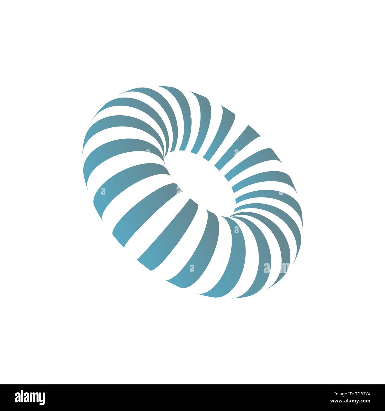 Striped 3d shapes torus isolated on white chess Stock Vector