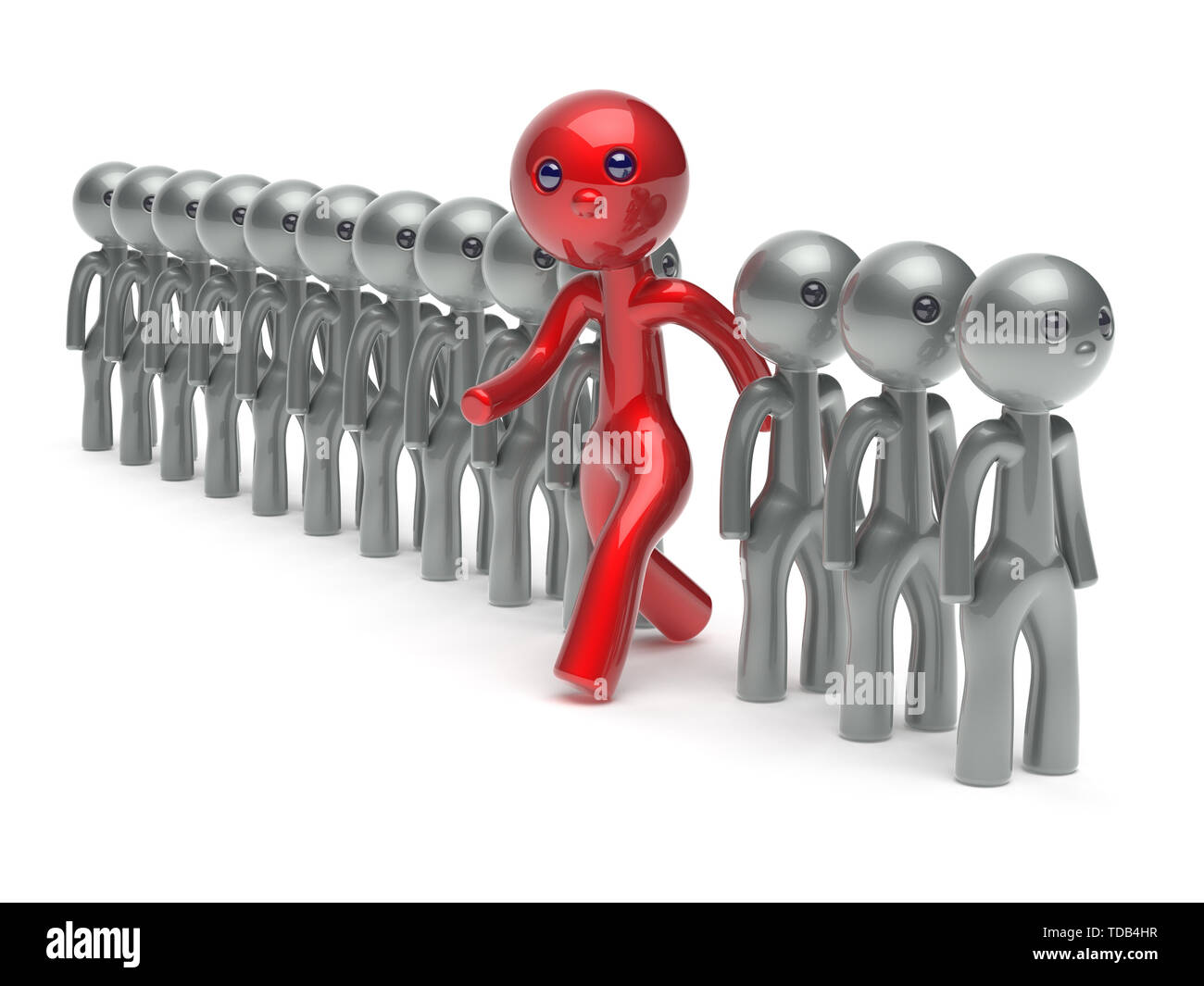 Different People Stand Out From The White Crowd Red Man Character