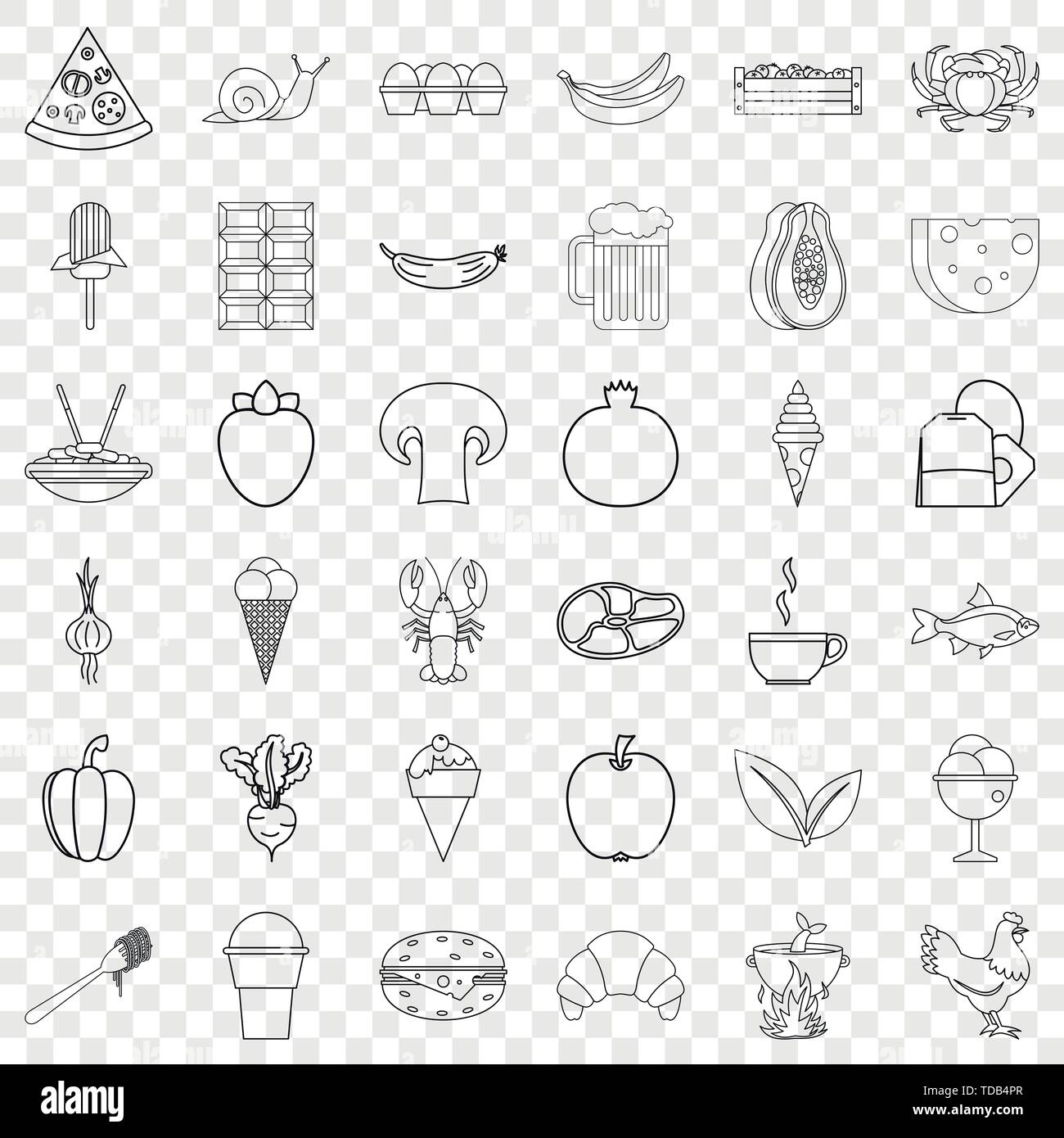 Fresh food icons set, outline style Stock Vector Image & Art - Alamy