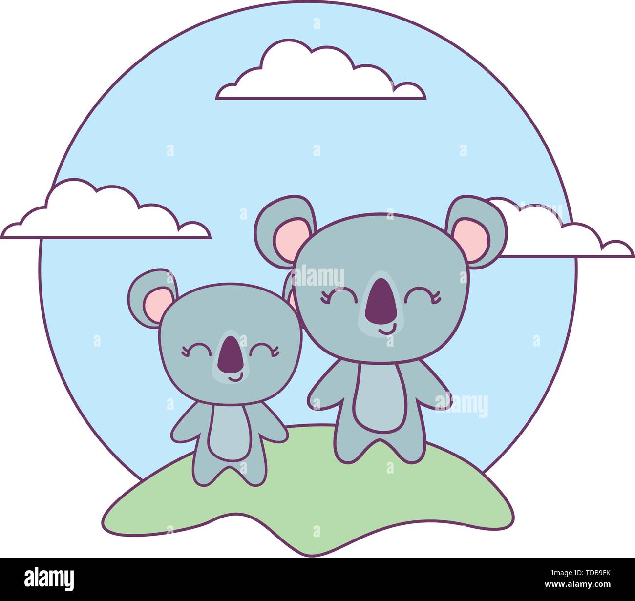 cute koalas animals in landscape vector illustration design Stock ...