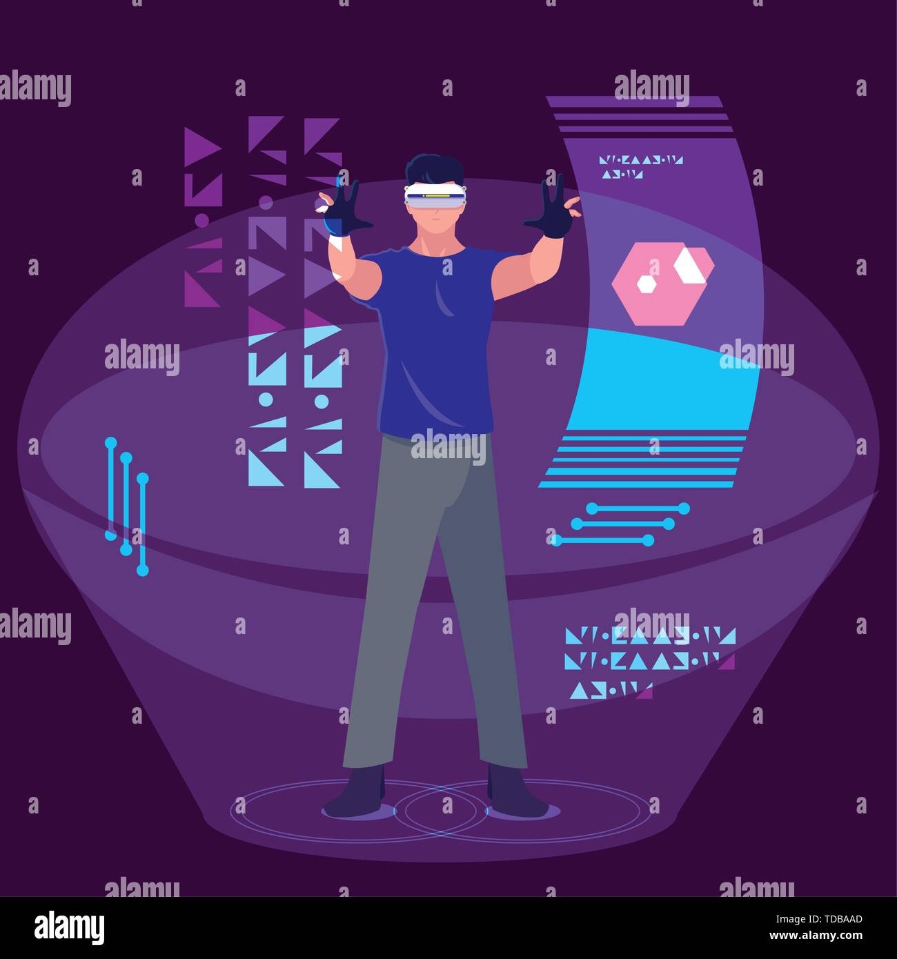 Man and device design, Augmented reality virtual technology device and ...