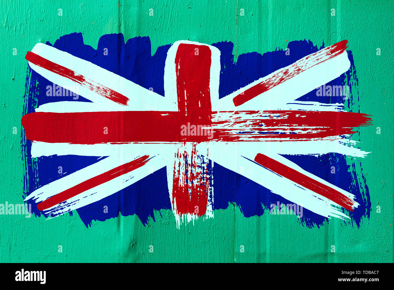 background from old British flag in grunge style Stock Photo