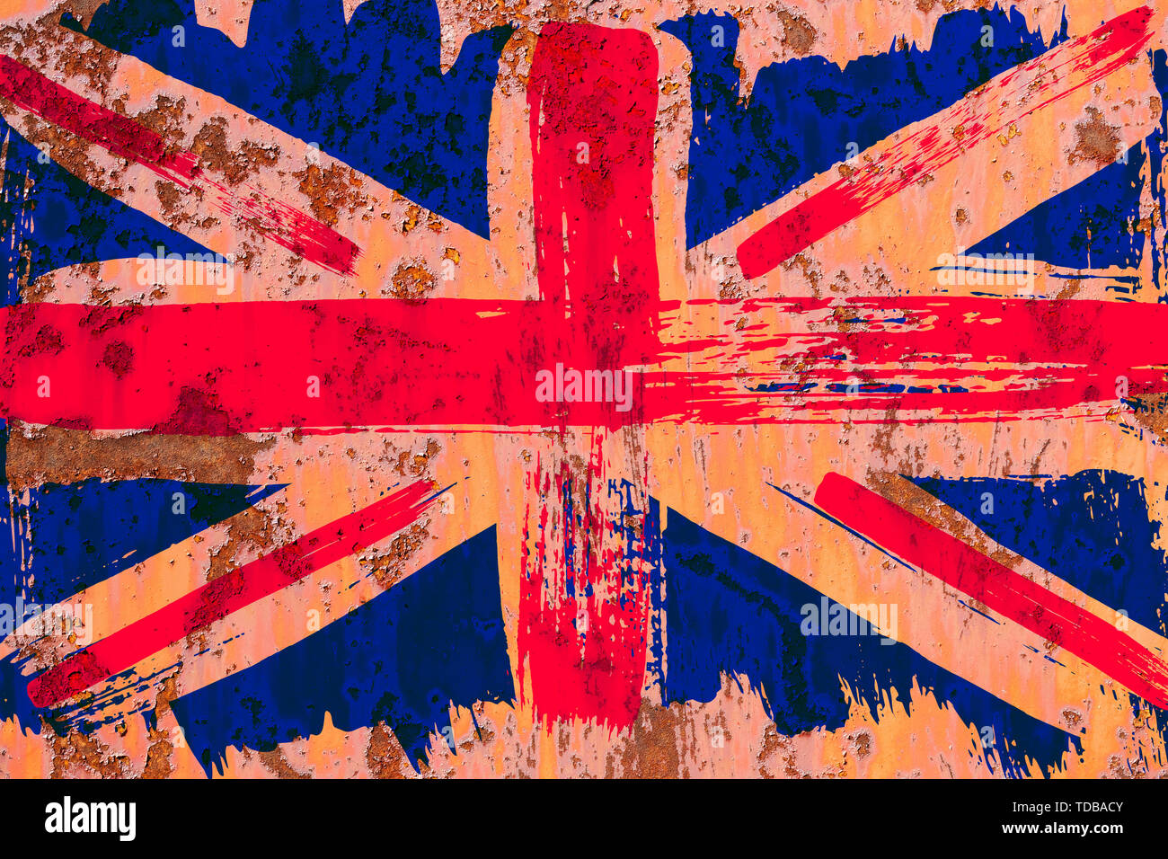background from old British flag in grunge style Stock Photo