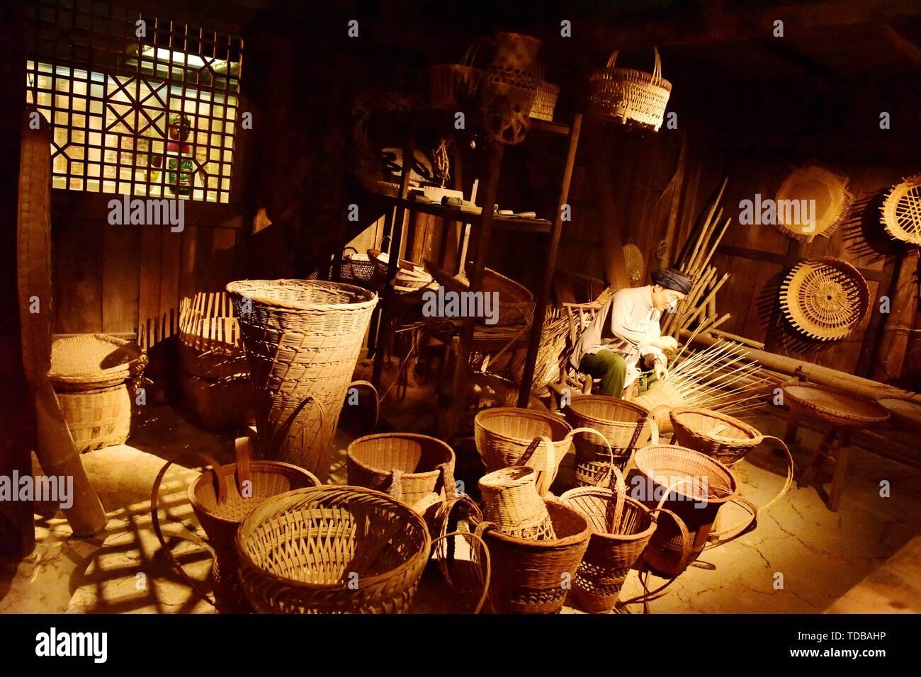 Bamboo basket weaving Stock Photo Alamy