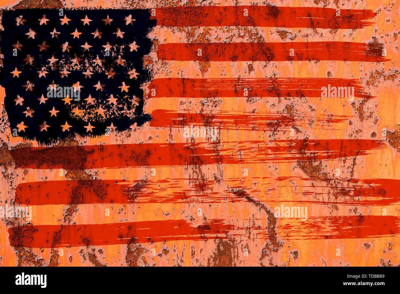 background of the old American flag in grunge style Stock Photo